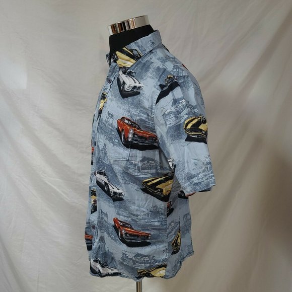 North River Mens Large Blue Muscle Cars Shirt - Picture 5 of 8